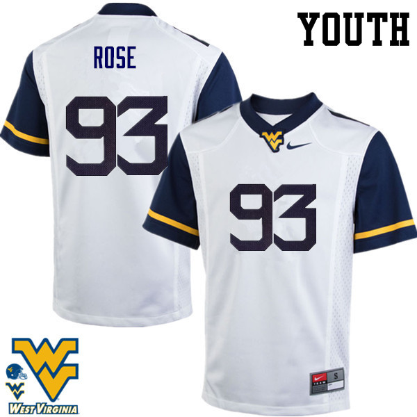 NCAA Youth Ezekiel Rose West Virginia Mountaineers White #93 Nike Stitched Football College Authentic Jersey ND23Y00RU